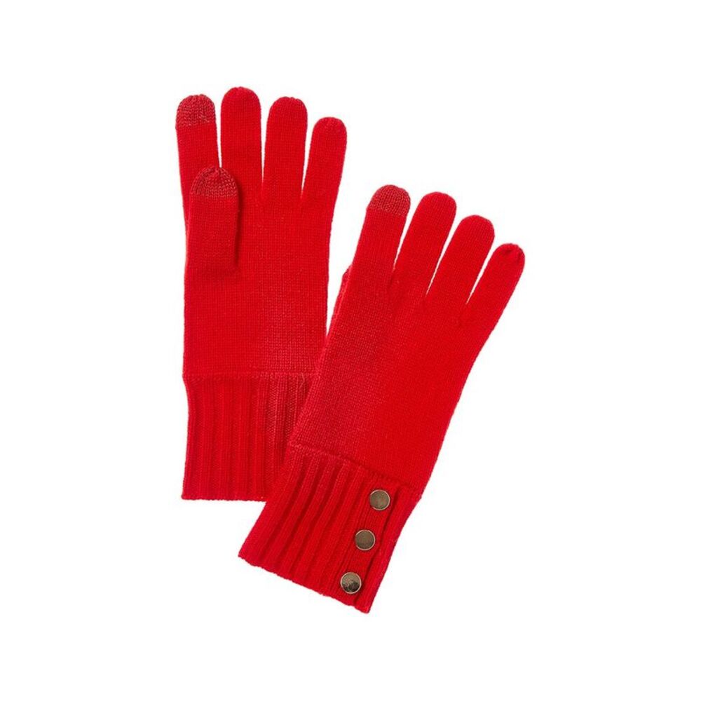 Bruno Magli Button Cuff Cashmere Gloves, Red